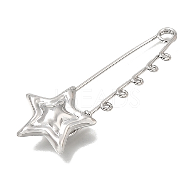 Star Textured 304 Stainless Steel Safety Pins Brooch Findings SA-CBAB767-06B-P-1