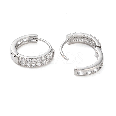 Brass Micro Pave Clear Cubic Zirconia Hoop Earrings EJEW-S234-04P-1