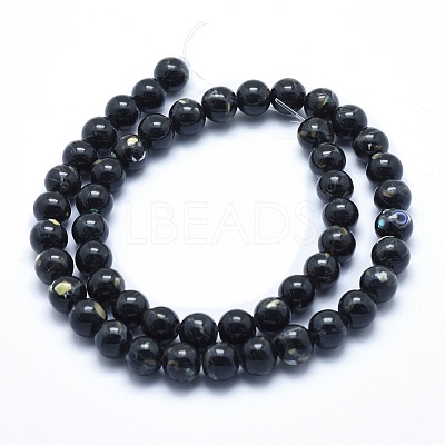 Sea Shell and Synthetic Turquoise Assembled Beads Strands G-G758-10-8mm-1