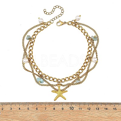Summer Beach Alloy Sea Animal Charm Anklets AJEW-AN00885-1