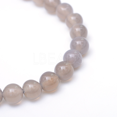 Round Natural Grey Agate Bead Strands X-G-R345-6mm-07-1