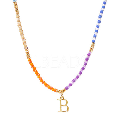 Rainbow Gradient Glass Seed Beaded Necklaces AF2375-2-1