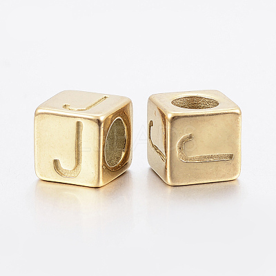 304 Stainless Steel Large Hole Letter European Beads STAS-H428-01G-J-1