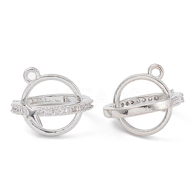Rack Plating Brass Pave Clear Cubic Zirconia Bead Cage Pendants KK-G464-10P-1