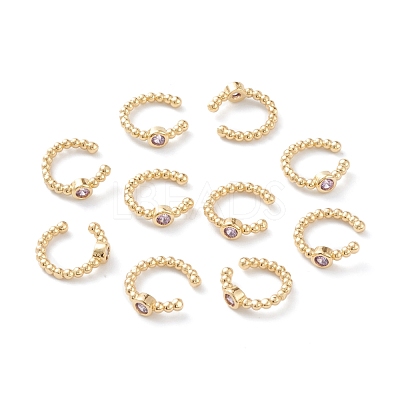 Brass Micro Pave Cubic Zirconia Cuff Earrings EJEW-H109-01I-G-1