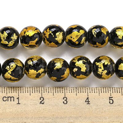 Handmade Silver/Gold Foil Lampwork Beads Strands LAMP-L079-07D-1
