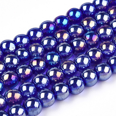Electroplate Transparent Glass Beads Strands GLAA-T032-T4mm-AB15-1