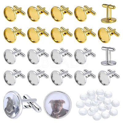20Pcs Brass Cufflinks Cabochon Settings KK-PH0014-31-1