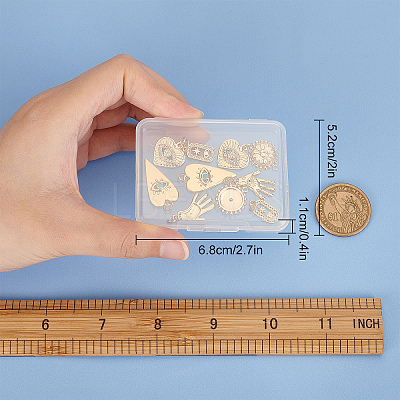 10Pcs 5 Style Brass Micro Pave Clear Cubic Zirconia Pendants FIND-SC0002-59-1
