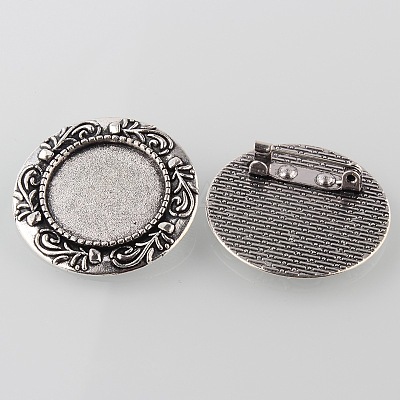 Vintage Alloy Brooch Cabochon Bezel Settings X-PALLOY-O038-32AS-1