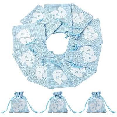 Baby Footprint Polyester Drawstring Bags ABAG-FZC0001-01A-1