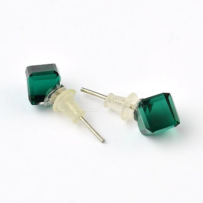 Shiny Glass Rhinestone Stud Earrings EJEW-F0039-07-1