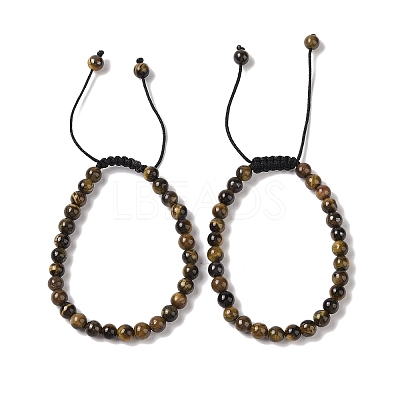 6mm Round Natural Tiger Iron Braided Bead Bracelets BJEW-C067-01A-04-1