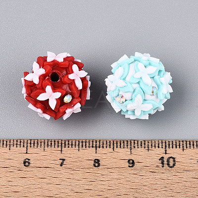 Handmade Polymer Clay Rhinestone and Resin Beads CLAY-T022-01M-1