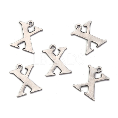 Tarnish Resistant 304 Stainless Steel Alphabet Charms STAS-H122-X-P-1