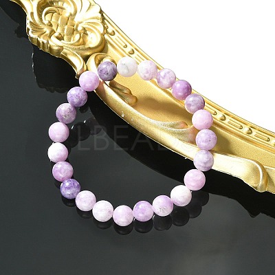 Natural Lepidolite Stretch Beaded Bracelets G-A185-01U-1
