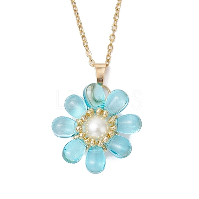 Glass & Glass Pearl Beads Pendants Necklaces for Women NJEW-MZ00106-04-1