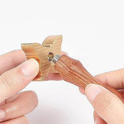 1Pc Halloween Golden Tone Brass Stamp Head DIY-OC0008-45A-1