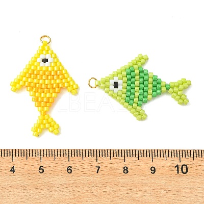 304 Stainless Steel & Cylinder Seed Beads Glass Pendants PALLOY-MZ01441-1