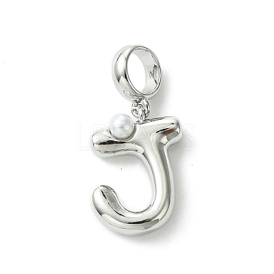 Rack Plating Brass with ABS Plastic Pearl European Dangle Charms KK-G501-02J-P-1