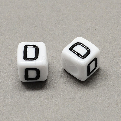 Large Hole Acrylic Letter European Beads SACR-Q103-7mm-01D-1