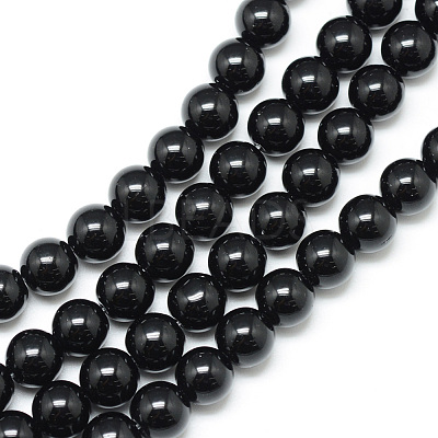 Synthetic Black Stone Bead Strands X-G-R345-4mm-35-1-1