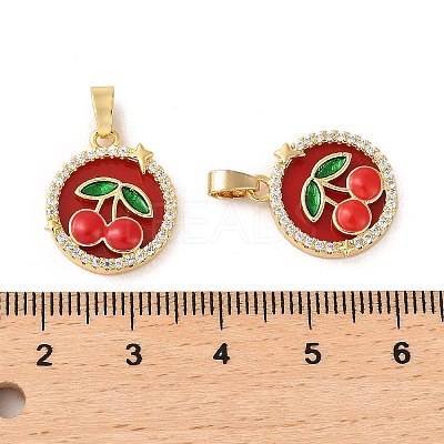 Rack Plating Brass Micro Pave Cubic Zirconia Pendants KK-C037-02G-1