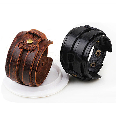 1Pc Cowhide Cord Wide Cord Bracelets BJEW-CL0001-07B-1