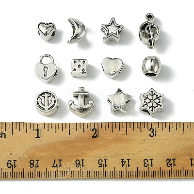 60Pcs 12 Style Tibetan Style Alloy European Beads TIBEB-FS0001-05-1
