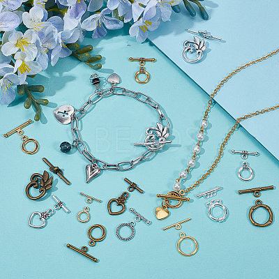 120 Sets 20 Styles Tibetan Style Alloy Toggle Clasps FIND-SP0004-65-1