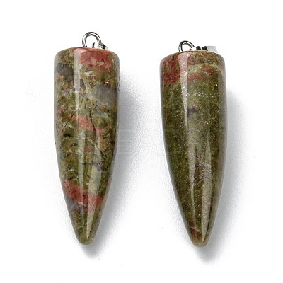 Natural Unakite Pointed Pendants G-D040-01P-B01-1