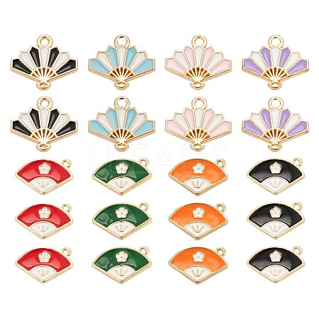 48Pcs 4 Colors 2 Style Chinese Style Alloy Enamel Pendants ENAM-LS0001-40-1