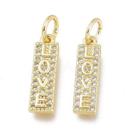 Brass Micro Pave Clear Cubic Zirconia Charms X-ZIRC-L076-052G-1