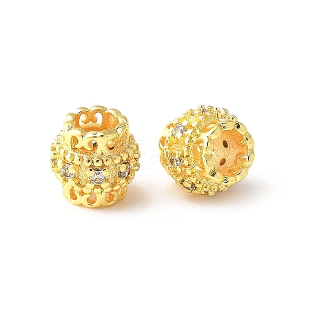 Brass Micro Pave Cubic Zirconia European Beads KK-U067-08G-06-1