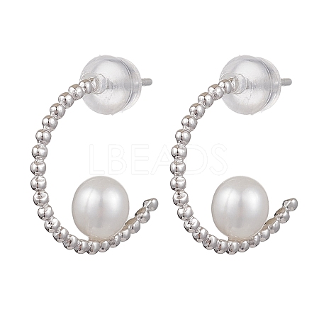 Natural Pearl Ear Studs EJEW-P286-04P-1