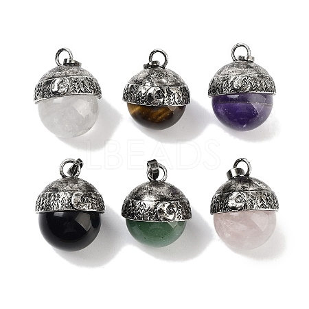 Natural Mixed Gemstone Sphere Pendants G-Q163-07AS-1