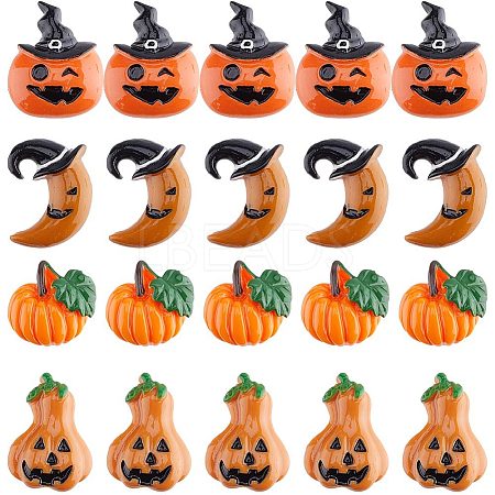 Gorgecraft 40Pcs 4 Styles Halloween Theme Opaque Resin Cabochons RESI-GF0001-09-1