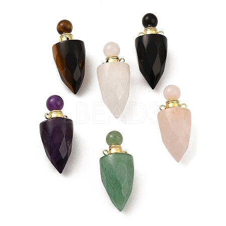 Natural Mixed Stone Openable Perfume Bottle Pendants G-F754-02G-1
