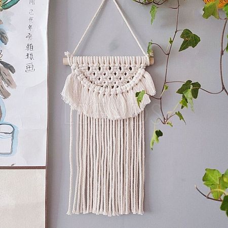 Cotton Cord Macrame Woven Wall Hanging HJEW-C010-06-1