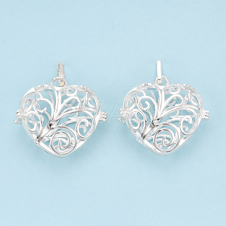 Rack Plating Brass Cage Pendants KK-Q402-08S-1