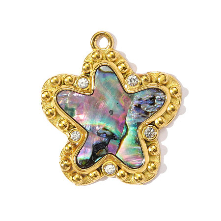 304 Stainless Steel Paua Shell Pendants STAS-OY002-24G-1