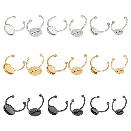 DICOSMETIC 27Pcs 9 Style 304 Stainless Steel Open Cuff Rings Components STAS-DC0015-41-1