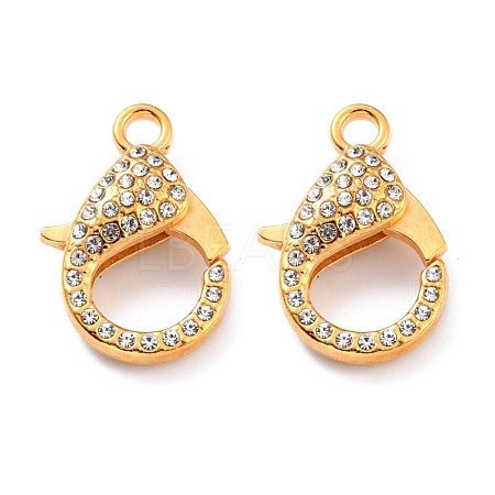 Alloy Rhinestone Lobster Claw Clasps PALLOY-L166-01G-1