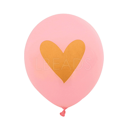 Round with Gold Tone Heart Latex Valentine's Day Theme Balloons FEPA-PW0002-002B-1