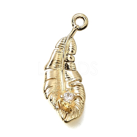 Brass Micro Pave Clear Cubic Zirconia Charms KK-CBA15EE-06G-1