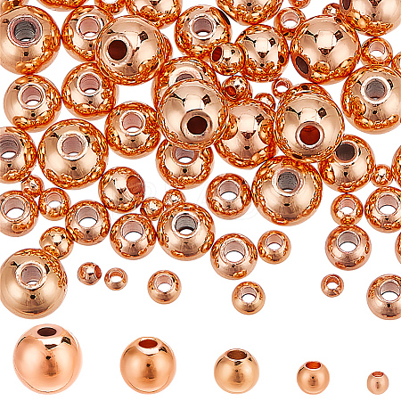 75Pcs 5 Styles Rack Plating Brass Spacer Beads KK-LP0001-07RG-1