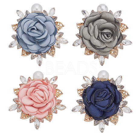 4Pcs 4 Colors Flower Cloth Pins JEWB-GO0001-17-1
