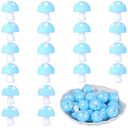 20Pcs Mushroom Silicone Focal Beads JX901I-1