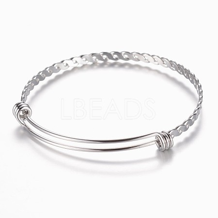 Tarnish Resistant Adjustable 304 Stainless Steel Expandable Bangle Making BJEW-G482-03P-1