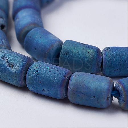 Electroplated Natural Druzy Geode Agate Bead Strands G-P251-C01-1
